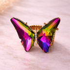 Multi Color Butterfly Gold Plated Crystal Adjustable Cocktail Ring Bulk