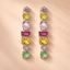 Bulk Multi Color Stone Vertical Bar Gold CZ Copper Dangler Earrings