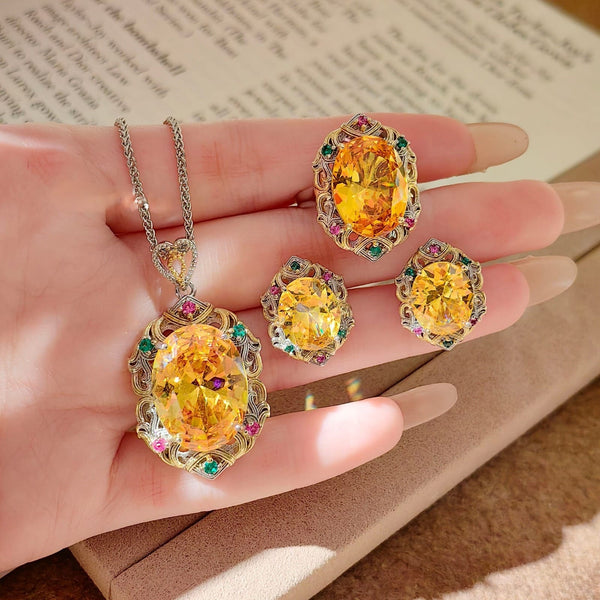 Multi Color Elegant Emerald Oval Gold Silver Copper Necklace Combo Bulk Main image