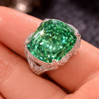Premium Cushion Shape Silver CZ Copper Anti Tarnish Cocktail Ring Bulk