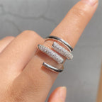 Cross Over CZ 18K Gold Plated Silver Anti Tarnish Free Size Ring Bulk
