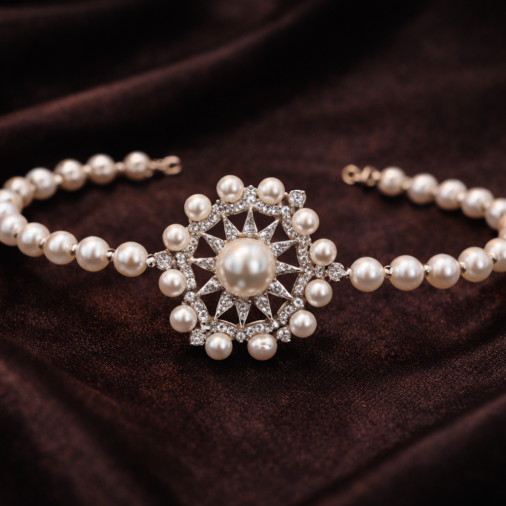 Bulk Star Silver Plated Cubic Zirconia Pearl Alloy Bracelet For Women Secondary image