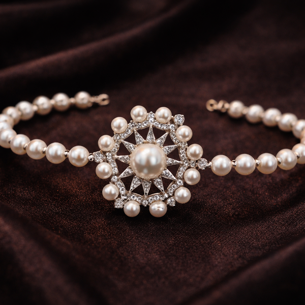 Bulk Star Silver Plated Cubic Zirconia Pearl Alloy Bracelet For Women Secondary image