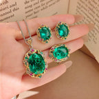 Multi Color Elegant Emerald Oval Gold Silver Copper Necklace Combo Bulk