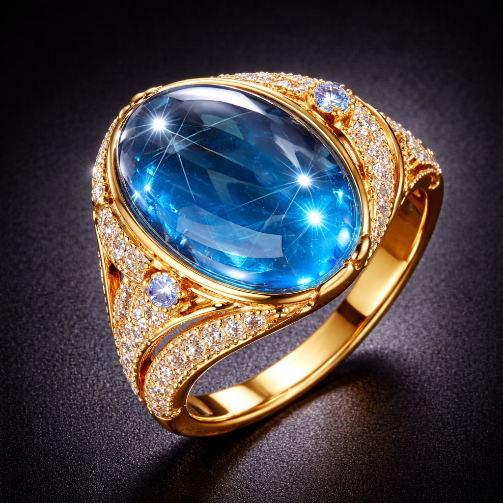 Luxury Oval Cabochon Gold Silver CZ Copper Anti Tarnish Fancy Ring Bulk