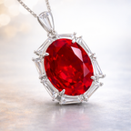 Premium Oval Cut Silver Plated CZ Anti Tarnish Copper Pendant Wholesale