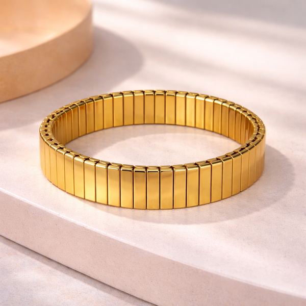 Bulk Stretchable Gold Silver Plated Plain Stainless Steel Bracelet Main image