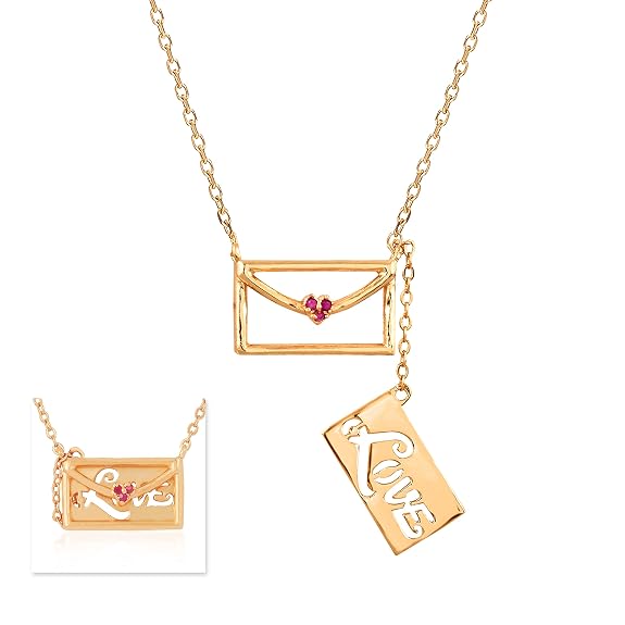Pink Heart Postcard letter Gold Cubic Zirconia Copper Necklace Bulk