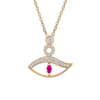 Pink Evil Eye Gold Cubic Zirconia Copper Necklace For Women Bulk