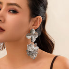 Floral Flower 18K Gold Silver Dangler Earrings For Women Bulk