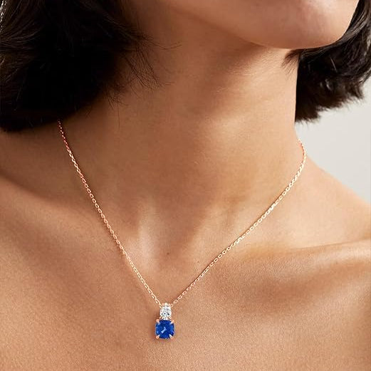 Elegant Cushion-Cut Rose Silver Yellow Gold CZ Brass Pendant Chain Bulk