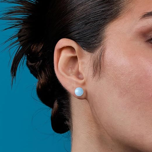 Elegant Round Blue Rose Silver Gold Pearl Brass Stud Earrings Wholesale Main image