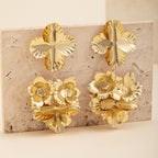 Floral Flower 18K Gold Silver Dangler Earrings For Women Bulk