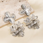 Floral Flower 18K Gold Silver Dangler Earrings For Women Bulk