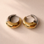 Bulk Two-Tone Chunky Gold Silver Plain Stainless Steel Hoop Earrings