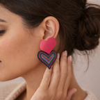 Bulk Multi Color Heart Black Rhinestone Alloy Drop Earrings For Women