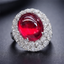 Red Blue Party Wear Oval Silver Plated CZ Copper Cocktail Ring Bulk