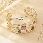 Bulk Multi Color Wave Gold Plated CZ Anti Tarnish Copper Cuff & Kada