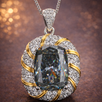 Luxury Cushion Cut Diamond Gold Silver Plated CZ Copper Pendant Bulk