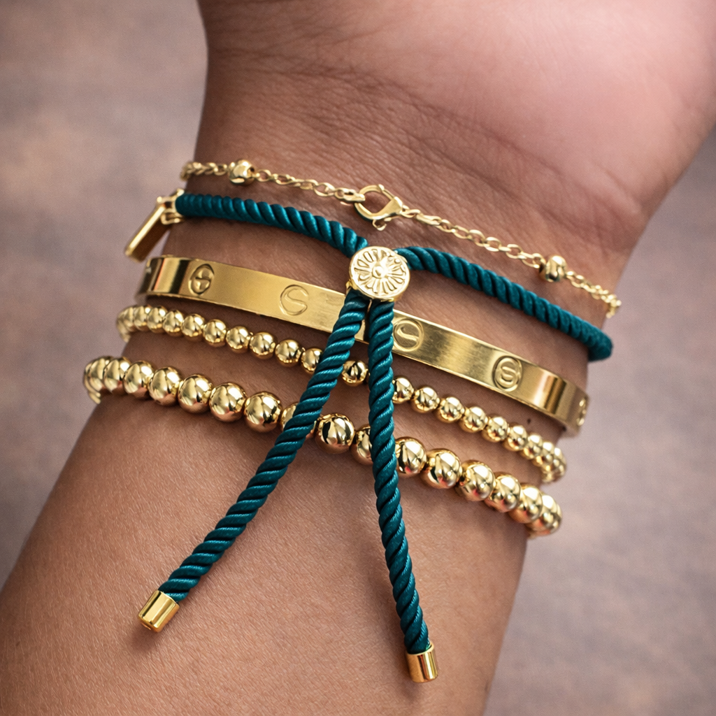 Wholesale Green Adjustable Rope Gold Plated Plain Thread Bracelet Secondary image
