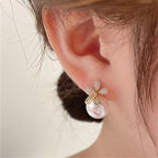 Flower Gold Plated Pearl Cubic Zirconia Alloy Drop Earrings Bulk