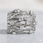 Luxury Rustic Style Silver CZ Copper Anti Tarnish Ring For Women Bulk