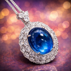 Red Blue Party Wear Oval Silver CZ Anti Tarnish Copper Pendant Bulk