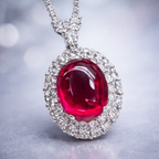 Red Blue Party Wear Oval Silver CZ Anti Tarnish Copper Pendant Bulk