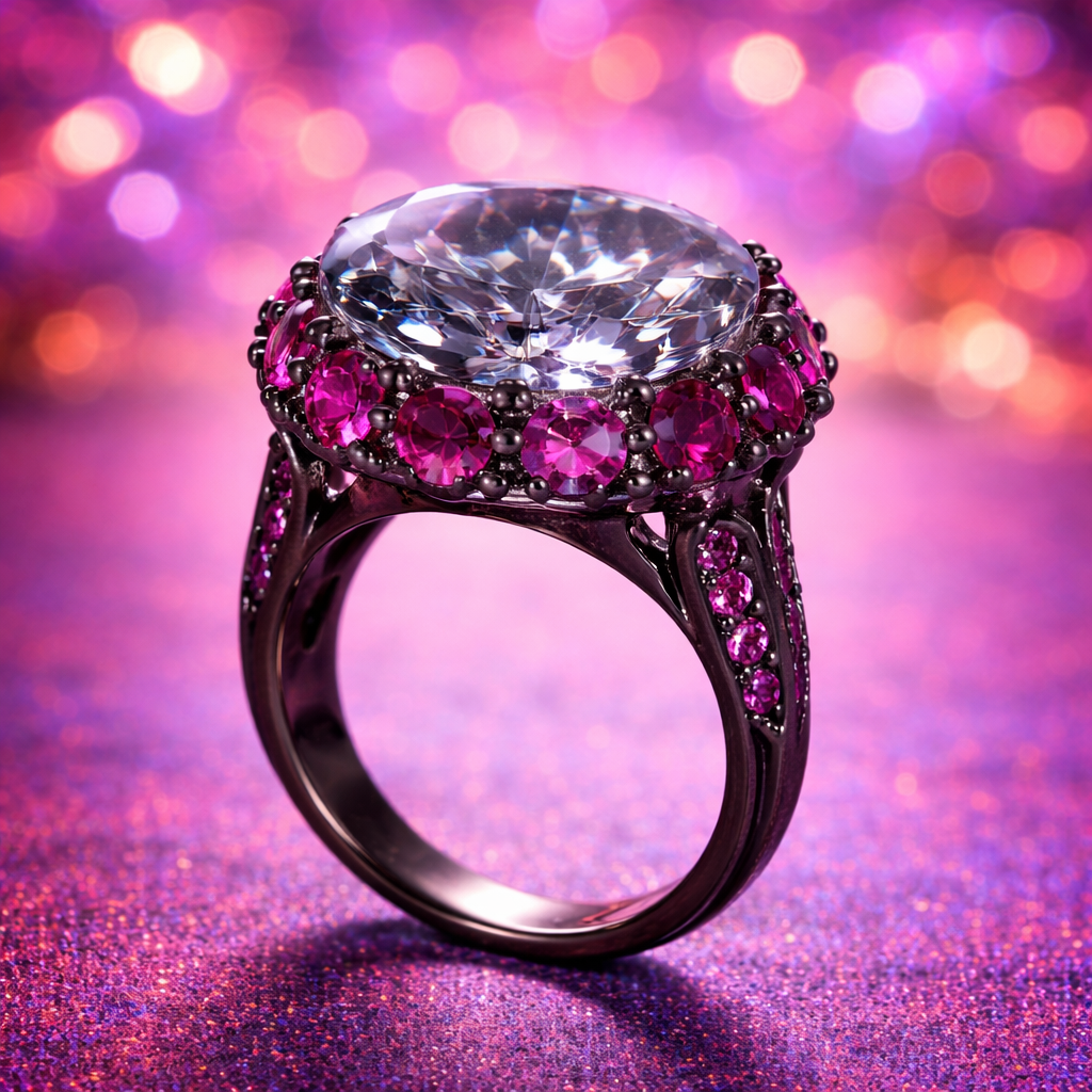 Designer Oval Cut Black CZ Copper Anti Tarnish Cocktail Ring Bulk