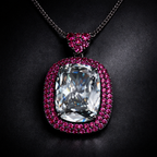 Luxury Emerald Cut Black CZ Anti Tarnish Copper Pendant Chain Wholesale