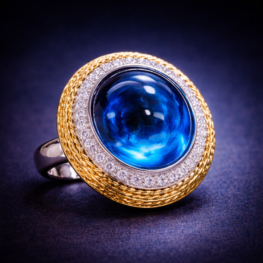 Red Blue Luxury Oval Glass Stone Gold Silver CZ Copper Fancy Ring Bulk