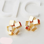 Square Gold Plain Anti Tarnish Stainless Steel Stud Earrings Bulk