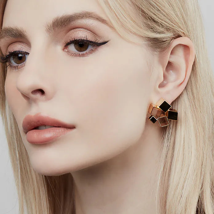 Square Gold Plain Anti Tarnish Stainless Steel Stud Earrings Bulk Secondary image