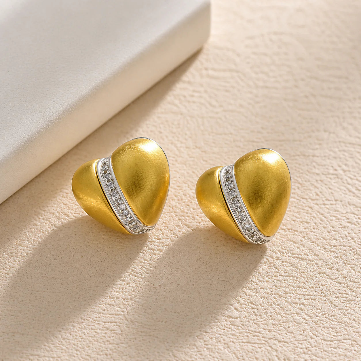 Gold Silver Geometric Cubic Zirconia Copper Stud Earrings For Women Bulk