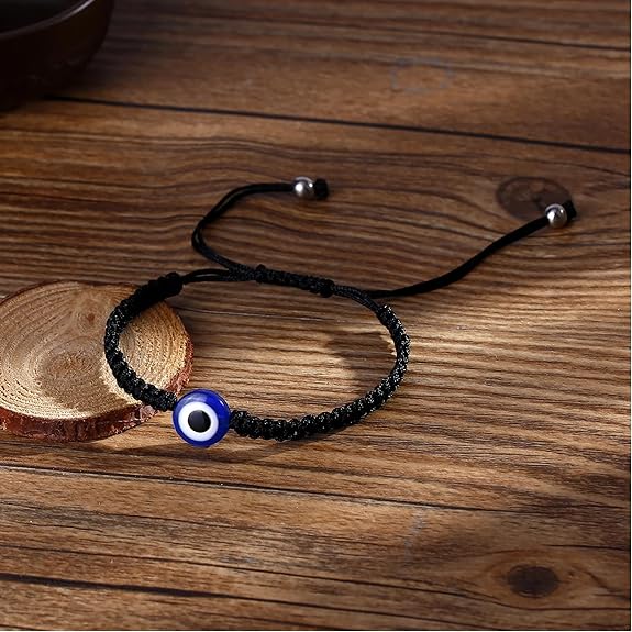 Evil Eye Black Beads Thread Adjustable Bracelet For Men Women Bulk