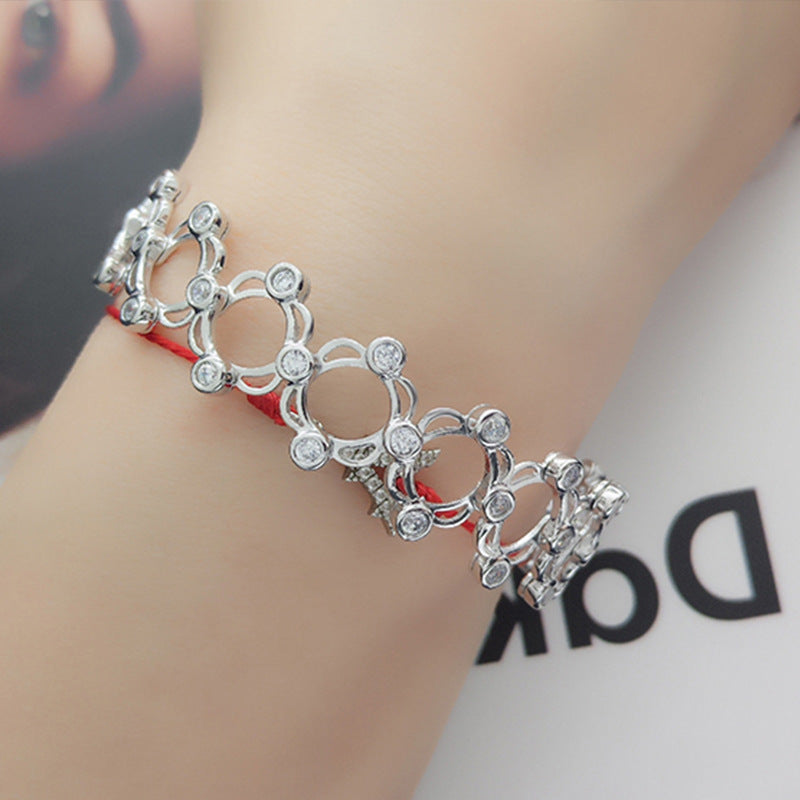 18K Gold Silver CZ Adjustable Free Size Bracelet Cum Ring Bulk