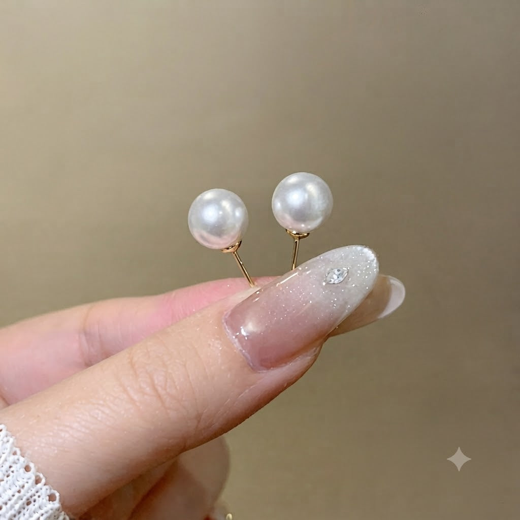 Designer Classic White Pearl Gold Plated Stud 10MM Earrings Bulk
