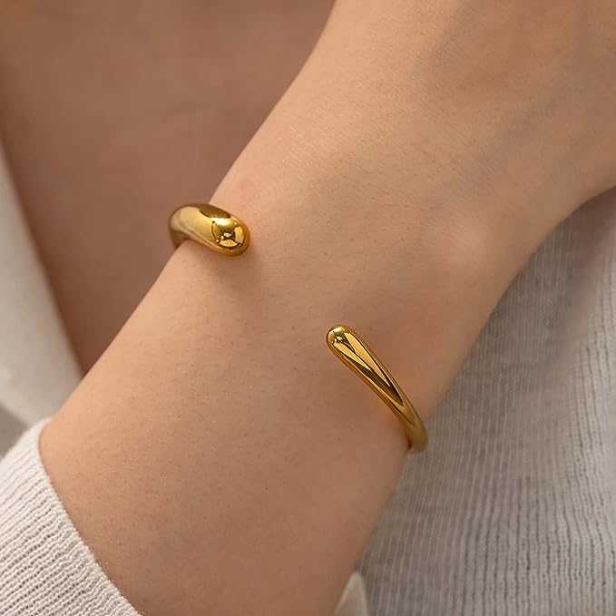 Bulk Waterdrop Gold Plain Anti Tarnish Stainless Steel Cuff & Kada