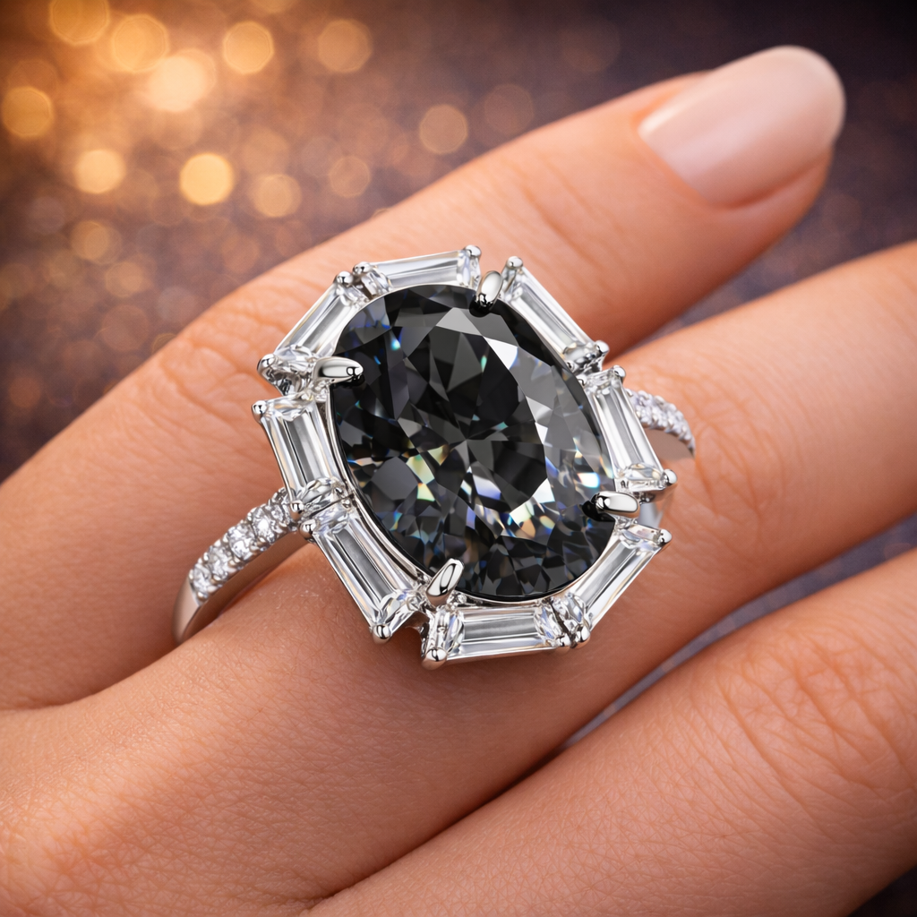 Premium Oval Cut Silver Plated CZ Copper Anti Tarnish Fancy Ring Bulk