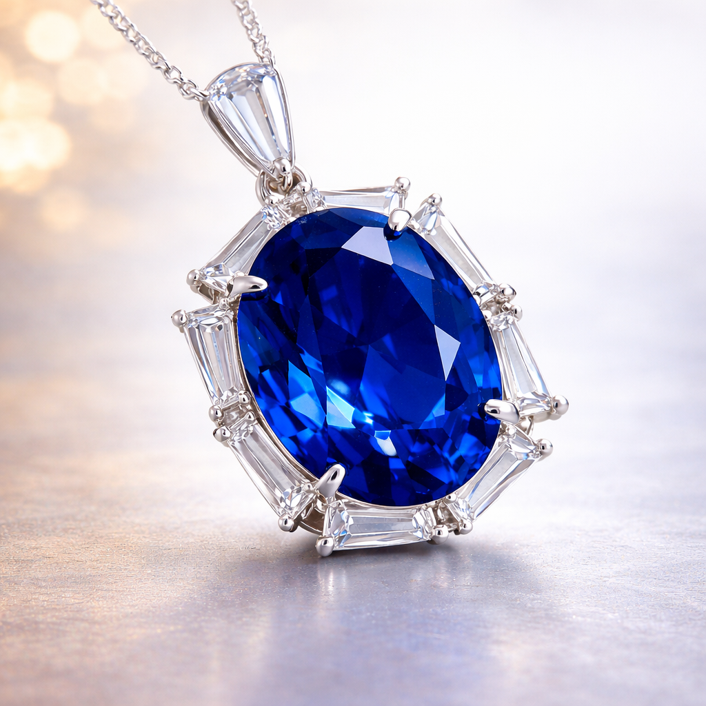 Premium Oval Cut Silver Plated CZ Anti Tarnish Copper Pendant Wholesale