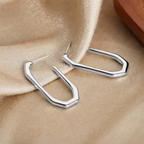 Geometric Hexagon Gold Silver Anti Tarnish Copper Hoop Earrings Bulk