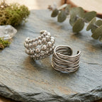 Modern Gold Silver Multi-Row Beaded Twisted Metal Ear Cuff Earrings Bulk
