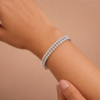 Bulk Luxury Double Line Round Gold Silver Plated CZ Copper Bracelet