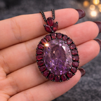 Antique Style Oval Black CZ Anti Tarnish Copper Pendant Chain Wholesale
