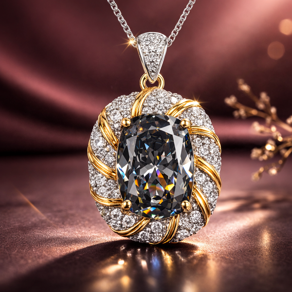 Luxury Cushion Cut Diamond Gold Silver Plated CZ Copper Pendant Bulk Secondary image