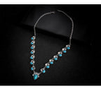 Pear Drop Turquoise Green Silver Crystal Necklace For Women Bulk