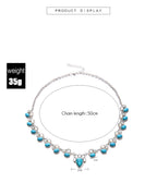 Pear Drop Turquoise Green Silver Crystal Necklace For Women Bulk