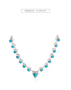 Pear Drop Turquoise Green Silver Crystal Necklace For Women Bulk