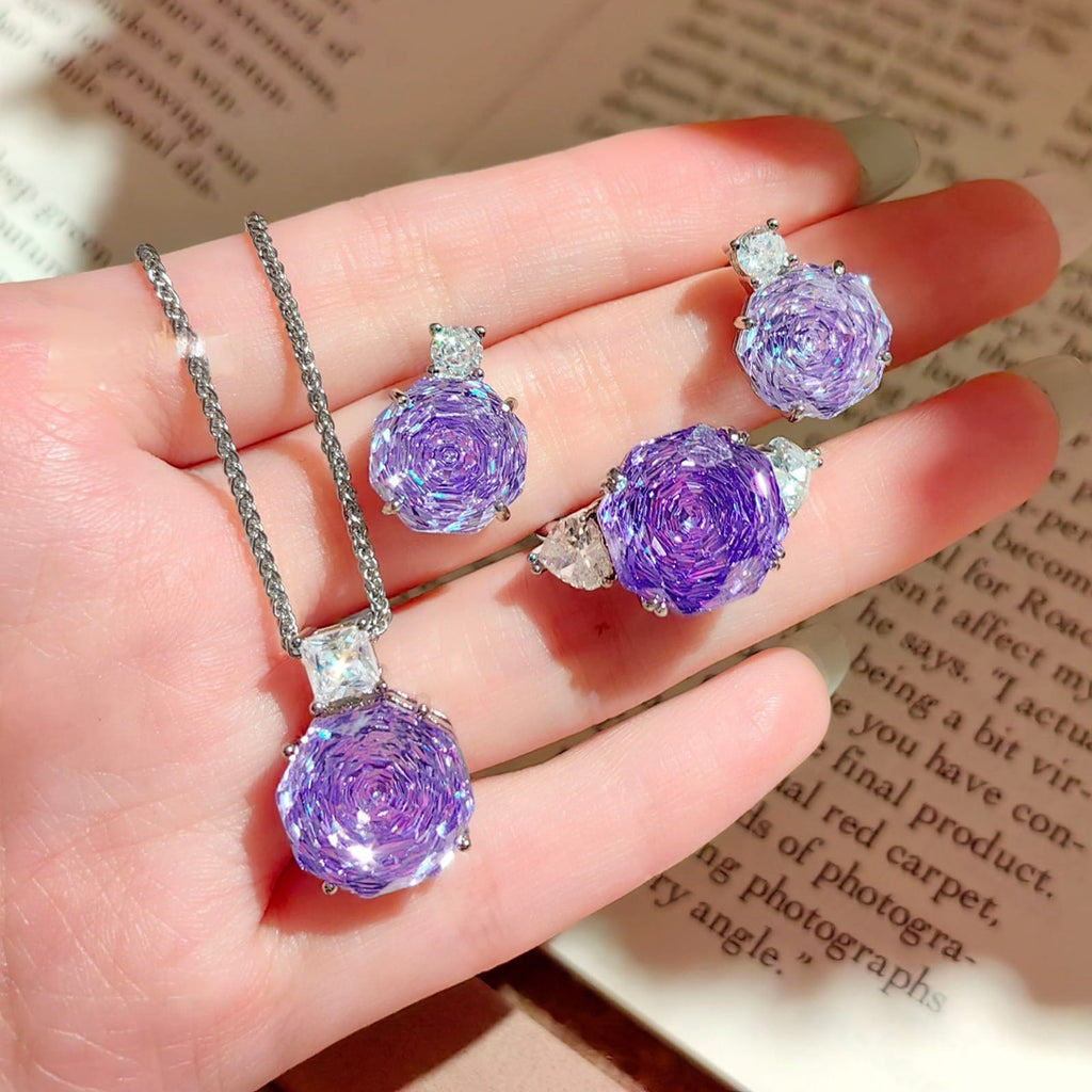 Multi Color Elegant Rose-Cut Silver Cubic Zirconia Necklace Combo Bulk