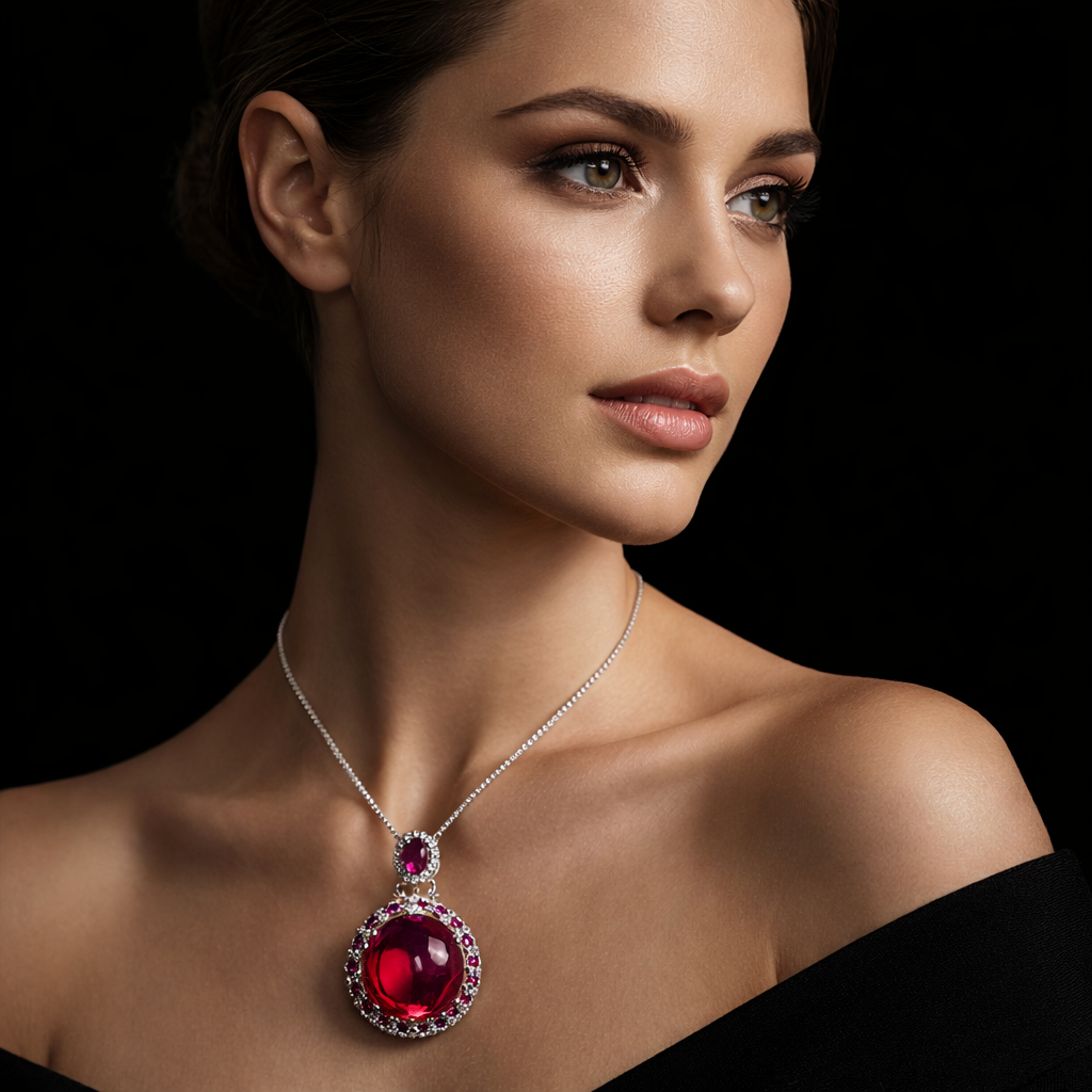 Red Blue Royal Designer Silver CZ Anti Tarnish Copper Pendant Wholesale Secondary image